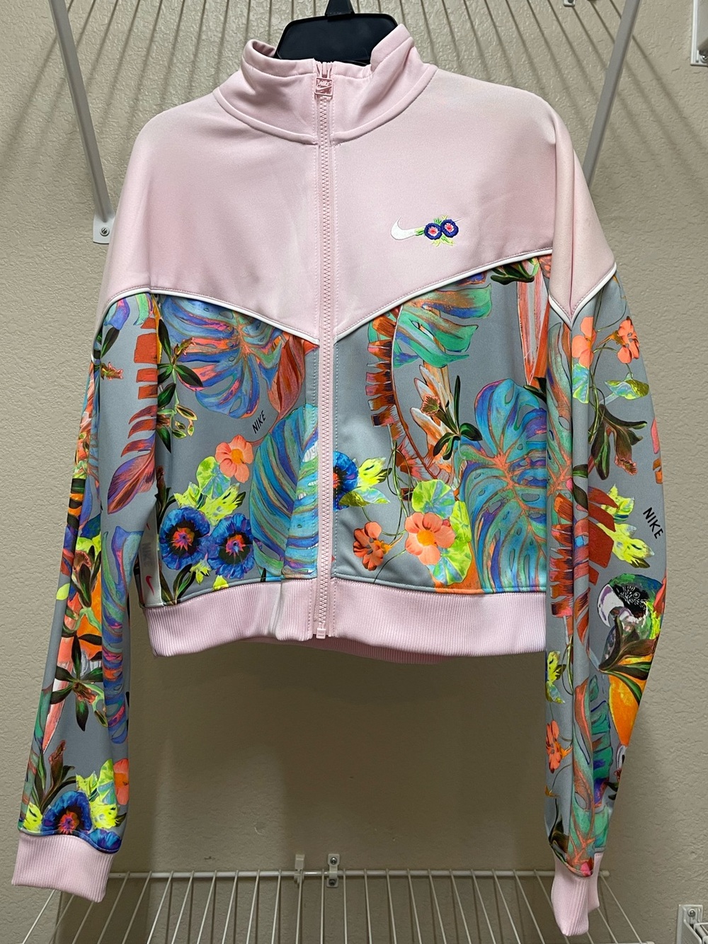 Nike Pink Tropical Leaf Print Cropped Jacket & Mini Skirt Set - Picture 2 of 4